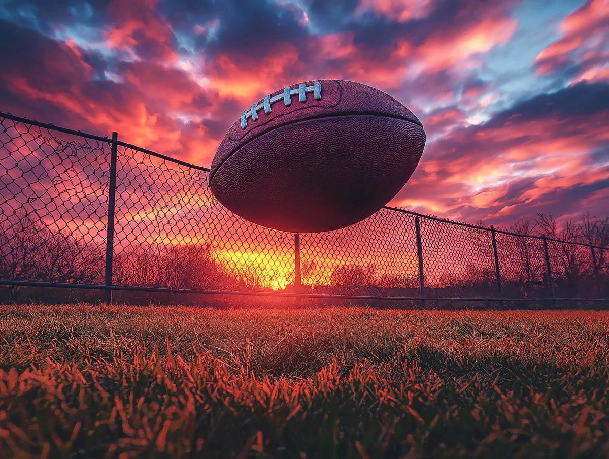 Sunset Football Field Mural Wallpaper in Bedroom Various Colors (Red, Orange, Blue, etc.) of Rugby Mural Wallpaper - room preview 02
