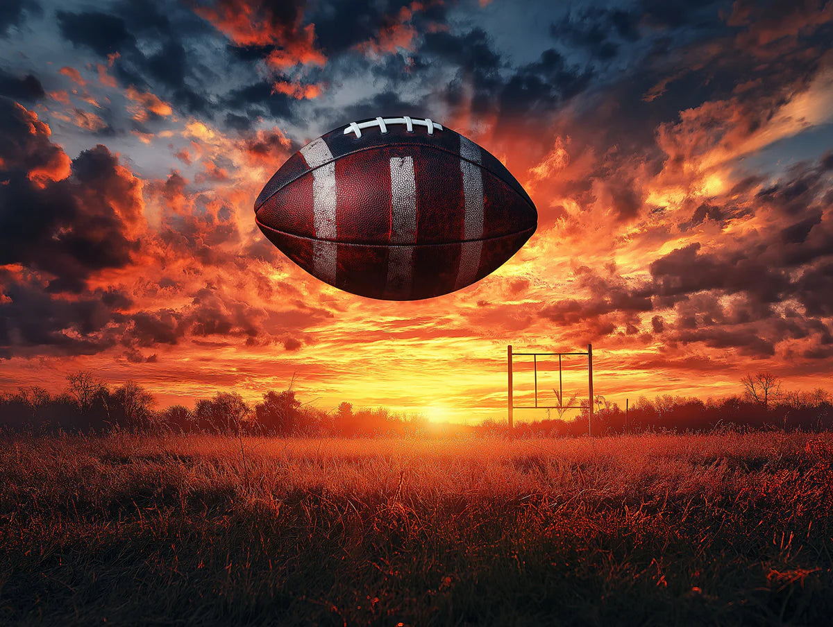 Sunset Football Field Mural Wallpaper in Bedroom Various Colors (Red, Orange, Blue, etc.) of Rugby Mural Wallpaper - room preview 02