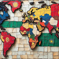 World Map Mosaic Mural Wallpaper in Living Room Various Colors (Blue, Red, Yellow, etc.) of World Map Mural Wallpaper - room preview 02