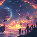 Cosmic Landscape Mural Wallpaper in Office Various Colors (Purple, Orange, Blue, etc.) of Spaceship Mural Wallpaper - room preview 02