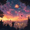 Cosmic Landscape Mural Wallpaper in Office Various Colors (Purple, Orange, Blue, etc.) of Spaceship Mural Wallpaper - room preview 02