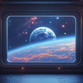 Spaceship Interior View Mural Wallpaper in Child's Room Various Colors (Blue, Orange, etc.) of Spaceship Mural Wallpaper - room preview 02