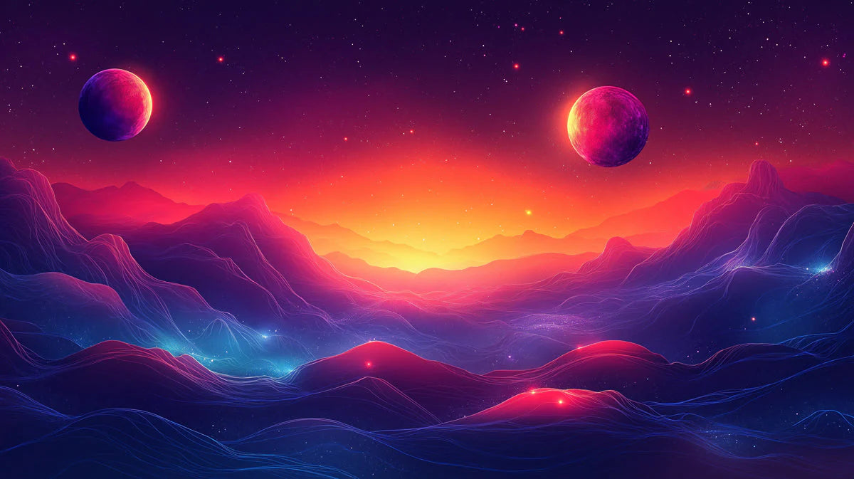 Alien Planet Mural Wallpaper in Bedroom Various Colors (Purple, Orange, Yellow, etc.) of Alien Planet Mural Wallpaper - room preview 02