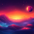 Alien Planet Mural Wallpaper in Bedroom Various Colors (Purple, Orange, Yellow, etc.) of Alien Planet Mural Wallpaper - room preview 02