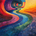 Abstract Wave Mural Wallpaper in a home office Various Colors (Blue, Green, Yellow, etc.) of Wave Mural Wallpaper - room preview 02