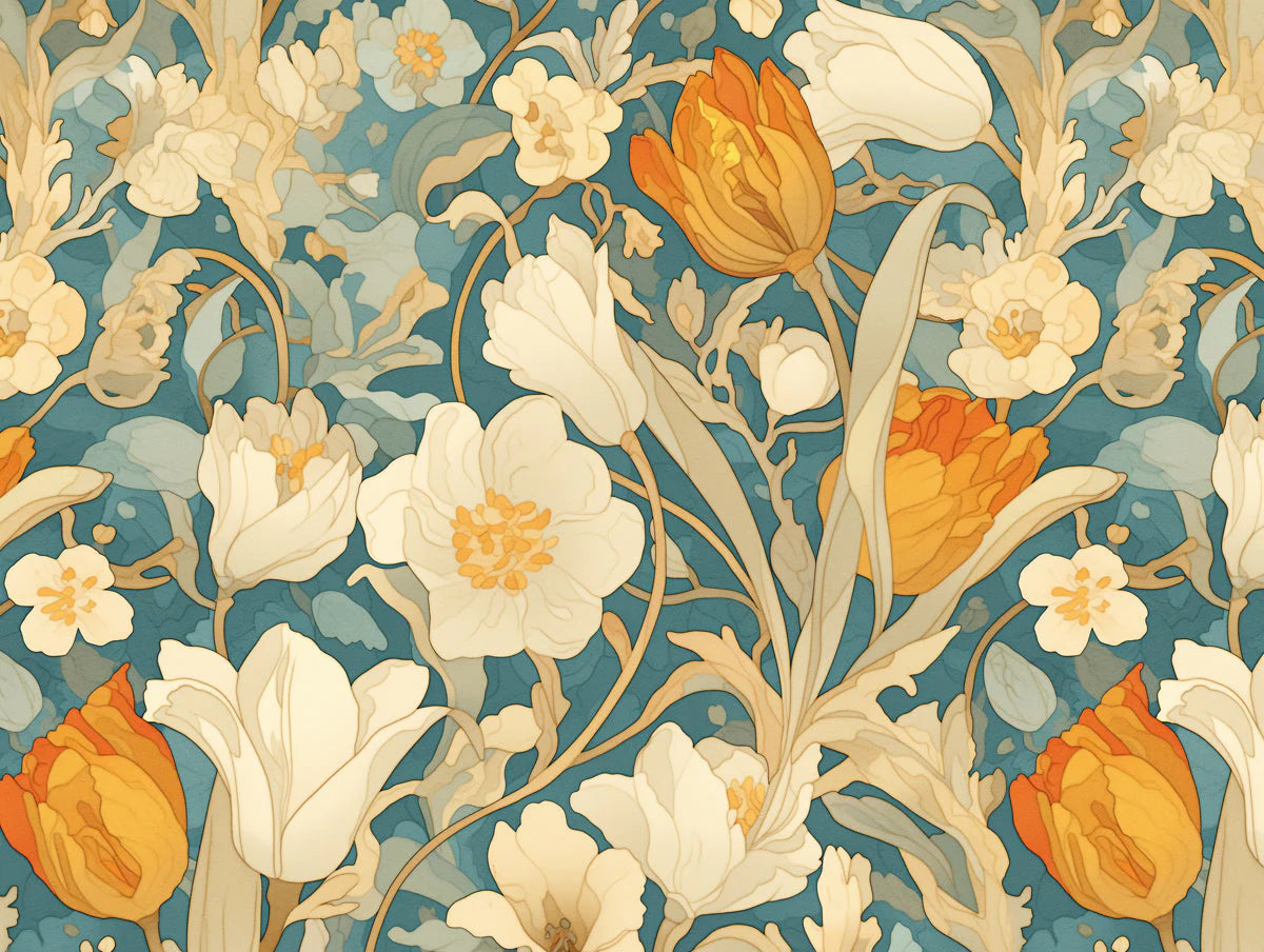 Romantic Floral Wallpaper in Cafe Shop Various Colors (Pink, Yellow, Green, etc.) of Flowers Mural Wallpaper - room preview 02