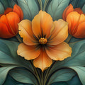 Giant Tulip Mural Wallpaper in Living Room Various Colors (Orange, Green, etc.) of Tulip Mural Wallpaper - room preview 02
