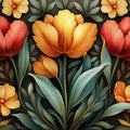Giant Colorful Tulip Mural Wallpaper in Living Room Various Colors (Orange, Green, etc.) of Tulip Mural Wallpaper - room preview 02