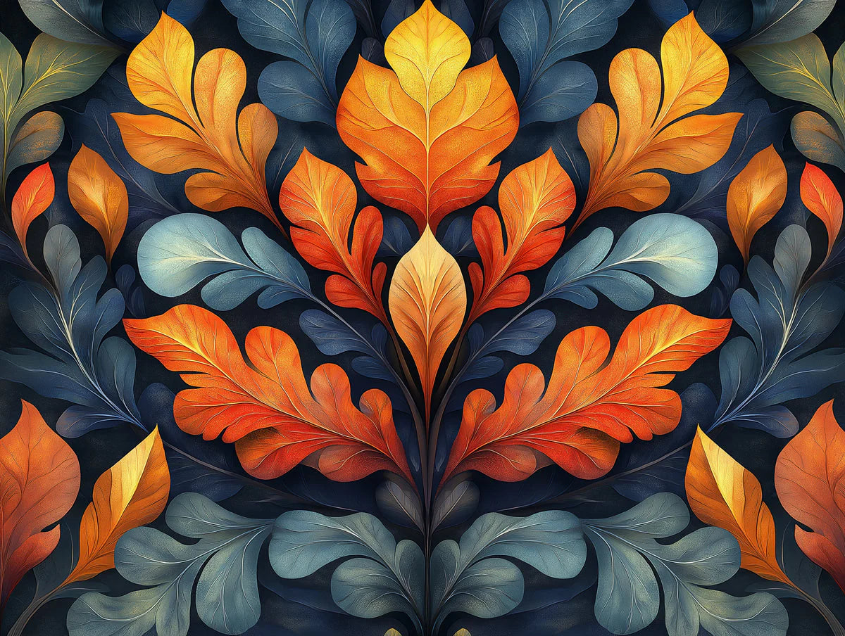 Colorful Leaves Mural Wallpaper in Dining Room Various Colors (Orange, Green, etc.) of leaves Mural Wallpaper - room preview 02