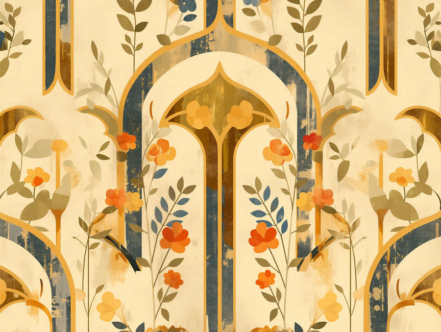 Nature Wallpaper Mural – Natural Wall Mural – Botanical Arch in Living Room Various Colors (Green, Brown, Beige, etc.) of Botanical Arch printable artwork