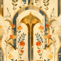 Botanical Arch Wallpaper in Living Room Various Colors (Green, Brown, Beige, etc.) of Botanical Arch Mural Wallpaper - room preview 02