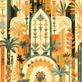Botanical Arch Wallpaper in Living Room Various Colors (Green, Brown, Beige, etc.) of Botanical Arch Mural Wallpaper - room preview 02