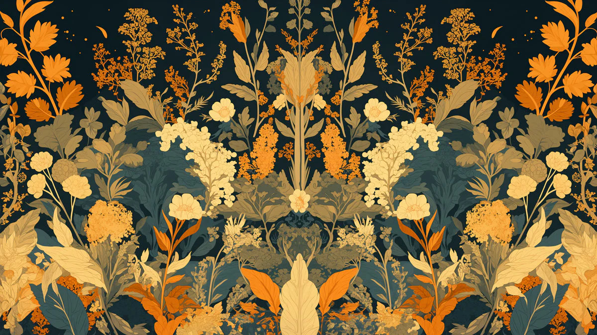 Dark Leafy Wallpaper in Living Room Various Colors (Gold, Green, Black, etc) of Leaves Mural Wallpaper - room preview 02