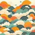 Cloudy Sunset Wallpaper in Living Room Various Colors (Orange, Green, Blue, etc.) of Sunset Mural Wallpaper - room preview 02