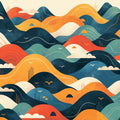 Cloudy Sunset Wallpaper in Living Room Various Colors (Orange, Green, Blue, etc.) of Sunset Mural Wallpaper - room preview 02