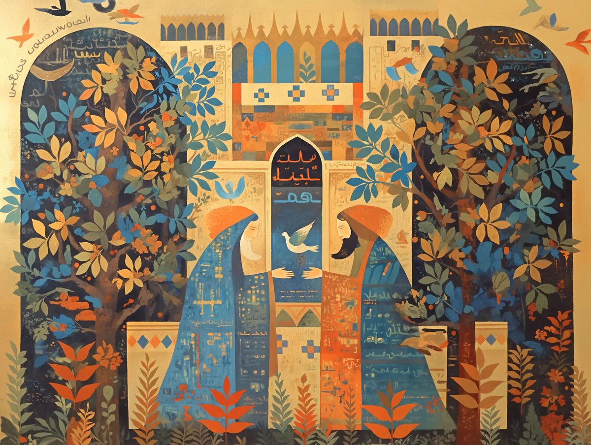 Mediterranean Village Mural Wallpaper in a home office Various Colors (Yellow, Blue, Green, etc.) Mural Wallpaper - room preview 02
