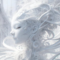 Ethereal Face Mural Wallpaper in Bedroom Various Colors (White, Gray, etc.) Ethereal Face Mural Wallpaper - room preview 02