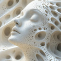 Ethereal Face Mural Wallpaper in Bedroom Various Colors (White, Gray, etc.) Ethereal Face Mural Wallpaper - room preview 02