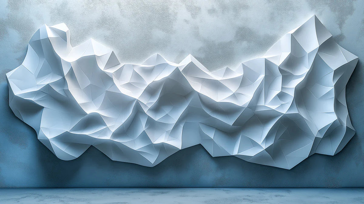 Geometric Mountain Mural Wallpaper in Bedroom Various Colors (Blue, White, etc.) of Mountain Mural Wallpaper - room preview 02