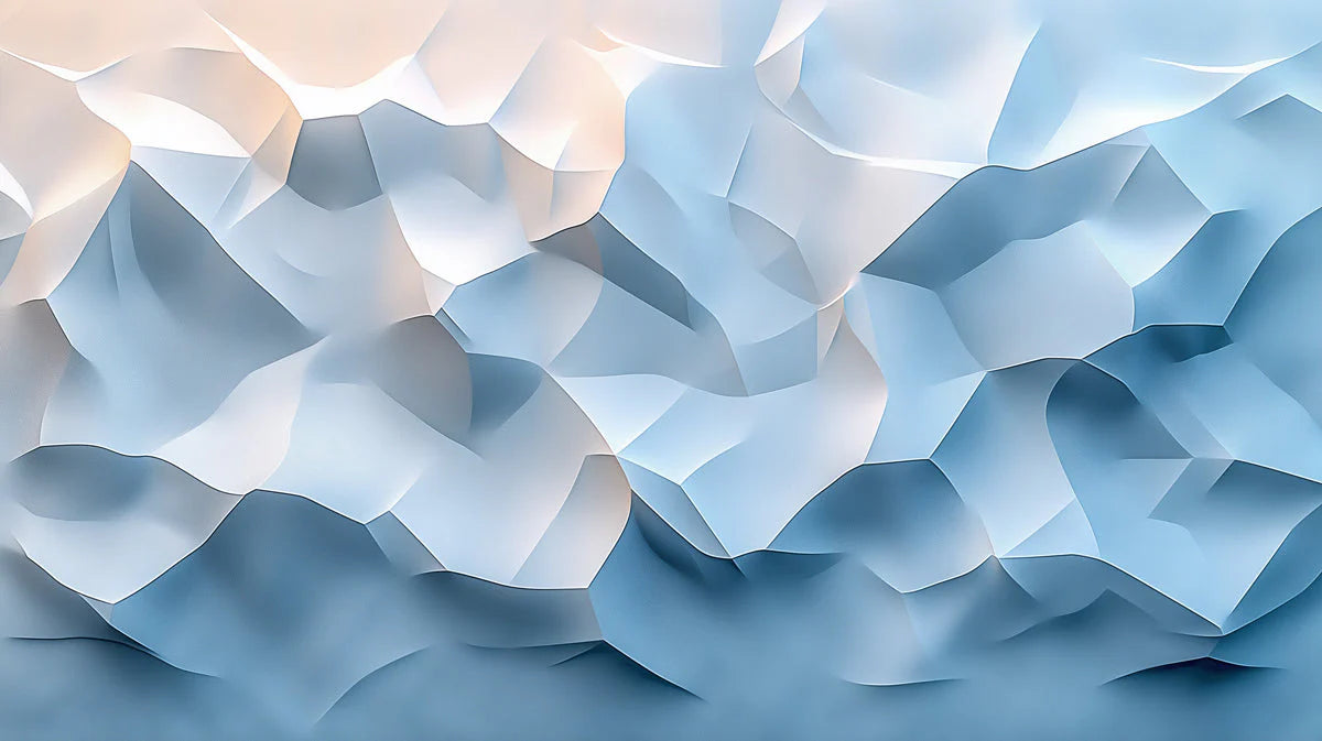 Geometric Mountain Mural Wallpaper in Living Room Various Colors (Blue, White, etc.) of Mountain Mural Wallpaper - room preview 02
