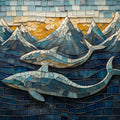 Mosaic Ocean and Sharks Mural Wallpaper in Bedroom Various Colors (Blue, Yellow, etc.) of Sharks Mural Wallpaper - room preview 02