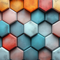 Hexagonal Geometric Mural Wallpaper in Living Room Various Colors (Orange, Blue, etc.) of Hexagons Mural Wallpaper - room preview 02