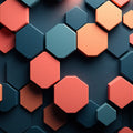 3D Hexagonal Geometric Mural Wallpaper in Living Room Various Colors (Orange, Blue, etc.) of Hexagons Mural Wallpaper - room preview 02