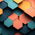 Geometric Mural Wallpaper in Living Room Various Colors (Orange, Blue, etc.) of Hexagons Mural Wallpaper - room preview 02