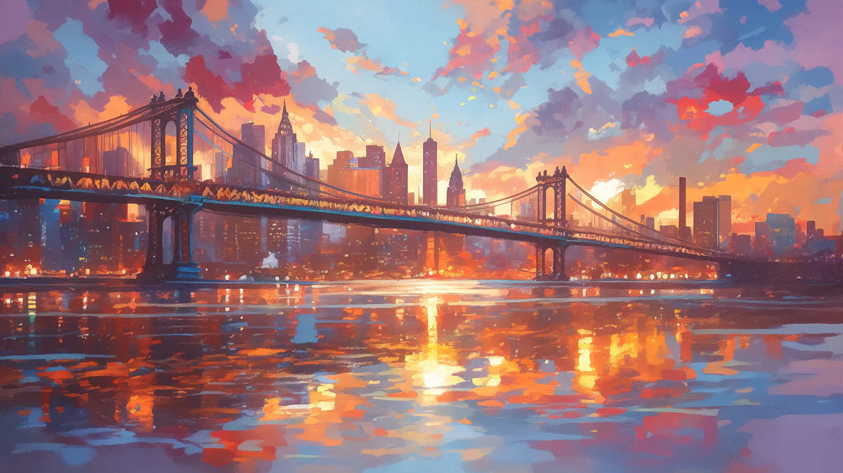 Cityscape Mural Wallpaper in Living Room Various Colors (Blue, Orange, etc.) of City Mural Wallpaper - room preview 02