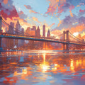 Cityscape Mural Wallpaper in Living Room Various Colors (Blue, Orange, etc.) of City Mural Wallpaper - room preview 02