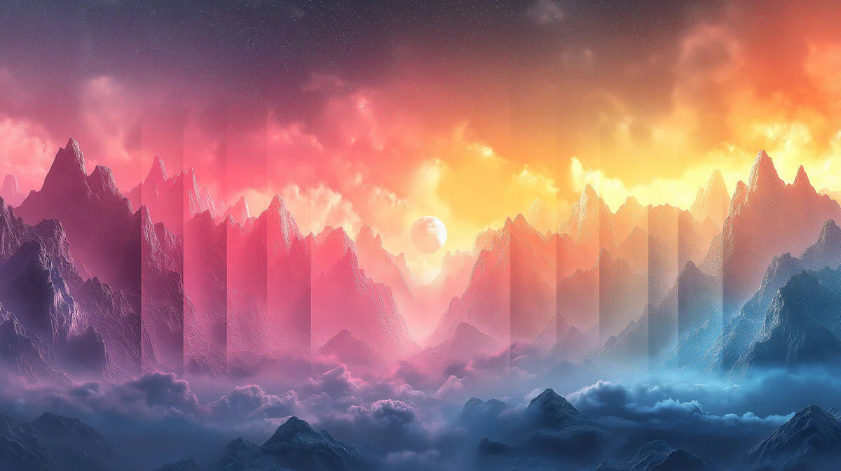 Mountain Landscape with Sunset Mural Wallpaper in Bedroom Mural Wallpaper - room preview 02