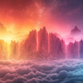 Colorful Mountain Range Mural Wallpaper in Bedroom Mural Wallpaper - room preview 02