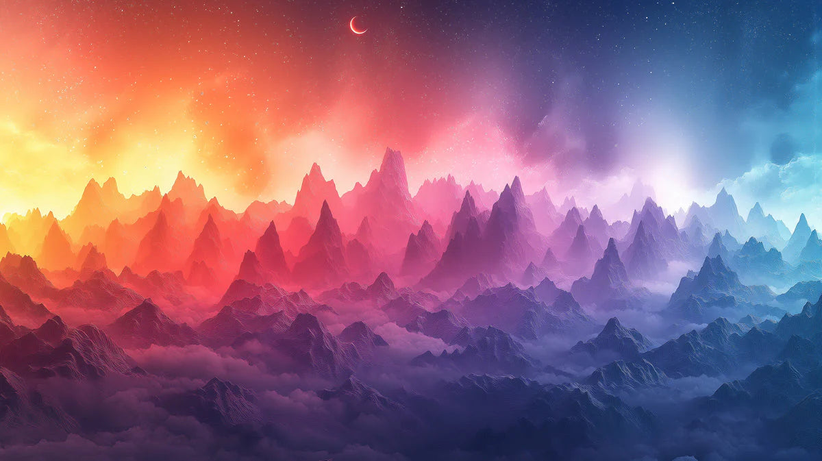 Dramatic Sunset Mountain Landscape Mural Wallpaper in Bedroom Mural Wallpaper - room preview 02
