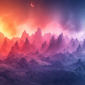 Dramatic Sunset Mountain Landscape Mural Wallpaper in Bedroom Mural Wallpaper - room preview 02