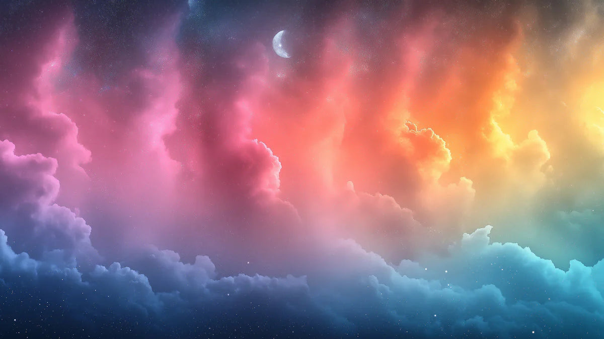 Cosmic Clouds Mural Wallpaper in Bedroom Various Colors (Pink, Orange, Purple, etc.) of Clouds Mural Wallpaper - room preview 02