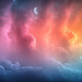 Cosmic Clouds Mural Wallpaper in Bedroom Various Colors (Pink, Orange, Purple, etc.) of Clouds Mural Wallpaper - room preview 02