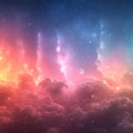 Cosmic Clouds Mural Wallpaper in Bedroom Various Colors (Pink, Orange, Purple, etc.) of Clouds Mural Wallpaper - room preview 02