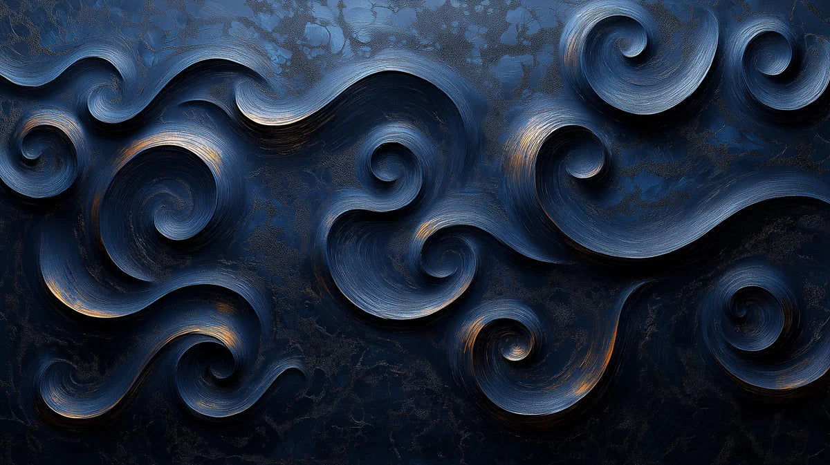 Dark Swirl Mural Wallpaper in Living Room Dark Blue Dark Swirl for a living room Mural Wallpaper - room preview 02