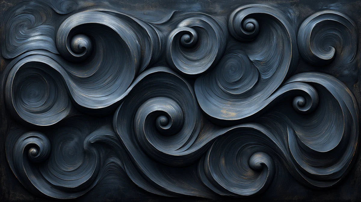 Dark Swirl Mural Wallpaper in Bed Room Dark Blue Dark Swirl Mural Wallpaper - room preview 02