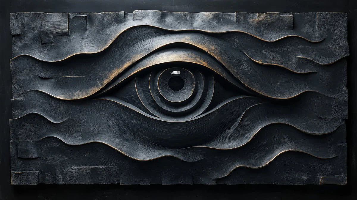 Giant Eye Mural Wallpaper in Living Room Dark Blue and Black Eye Mural Wallpaper - room preview 02