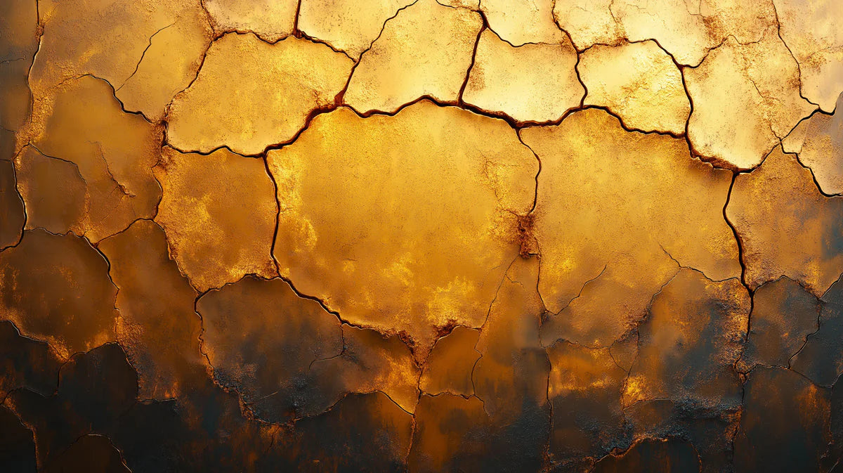 Cracked Gold Mural Wallpaper in Living Room Gold and Brown Surface Mural Wallpaper - room preview 02
