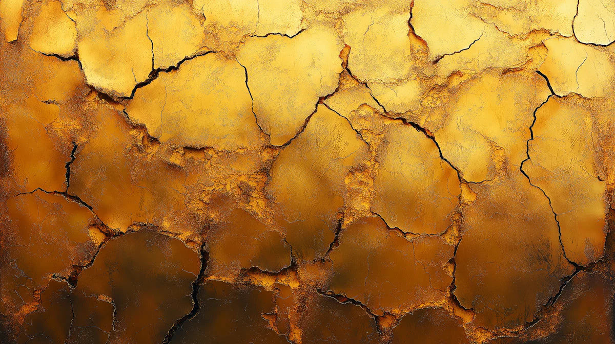 Cracked Gold Mural Wallpaper in Living Room Gold and Brown Surface Mural Wallpaper - room preview 02