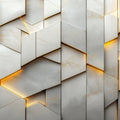 Geometric Marble and Gold Mural Wallpaper in Living Room Gray, Gold Marble Mural Wallpaper - room preview 02