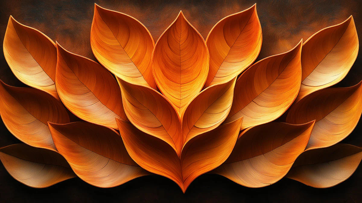 Giant Orange Leaf Mural Wallpaper in Living Room Various Shades of Orange Leaves Mural Wallpaper - room preview 02
