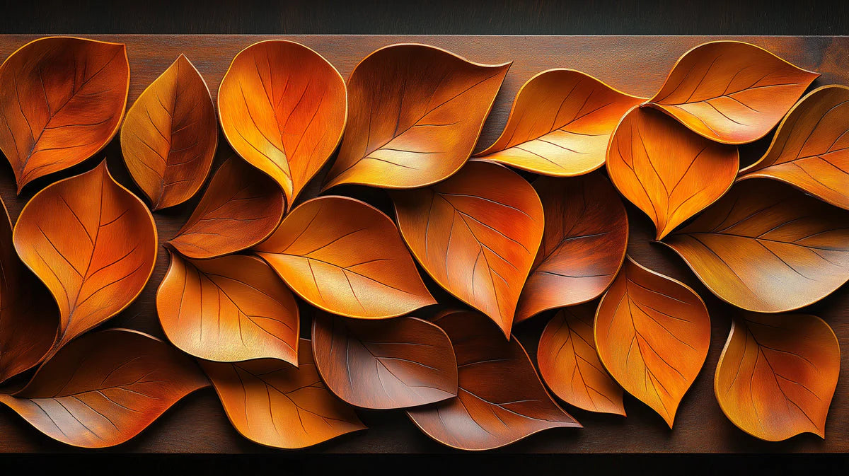 Giant Orange Leaf Mural Wallpaper in Living Room Various Shades of Orange Leaves Mural Wallpaper - room preview 02