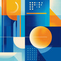 Geometric and Abstract Mural Wallpaper in a bedroom Various Colors (Blue, Orange, etc.) of Graphs Mural Wallpaper - room preview 02