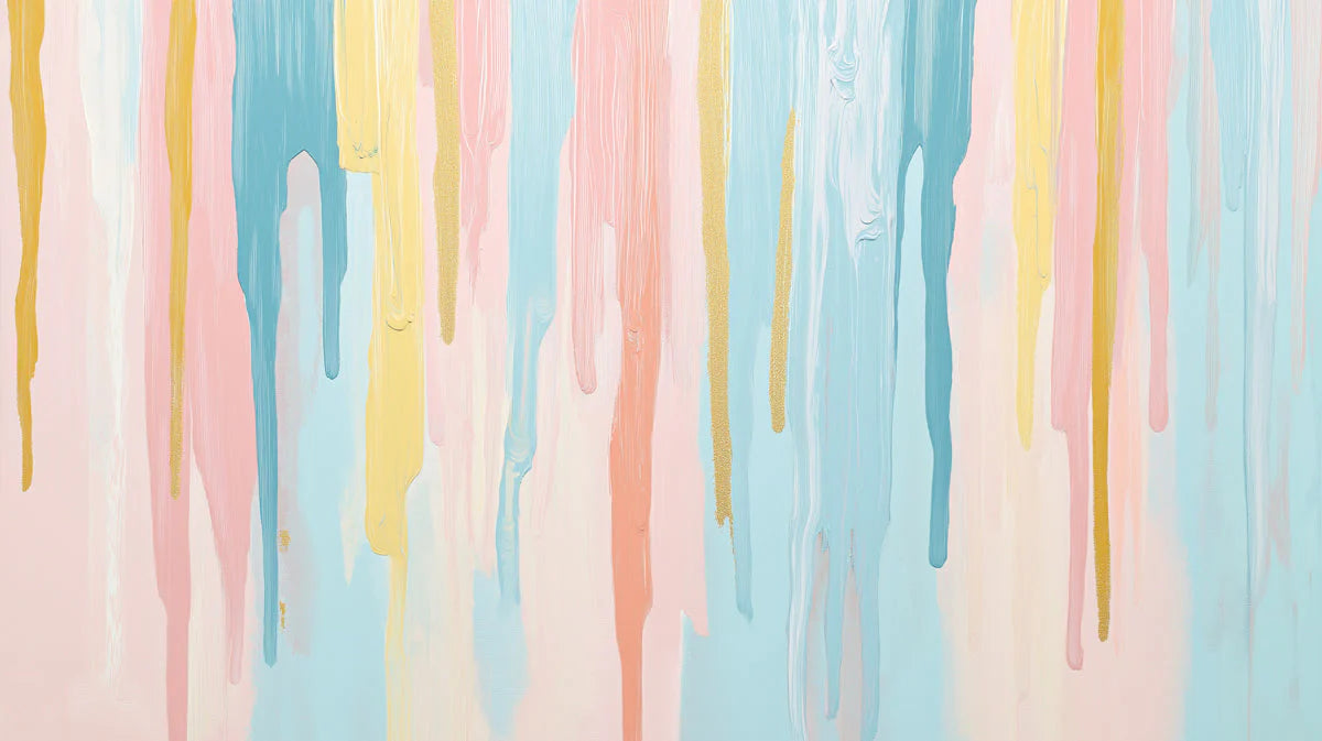 Pastel Drip Mural Wallpaper in Dining Room Various Pastel Colors (Pink, Blue, Yellow, etc.) of Drip Mural Wallpaper - room preview 02