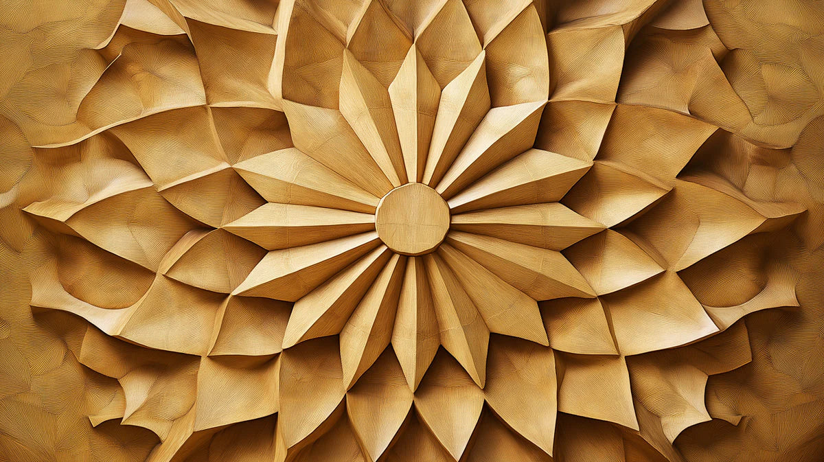 Wooden Sunflower Mural Wallpaper in Bedroom Golden Brown Sunflower Mural Wallpaper - room preview 02