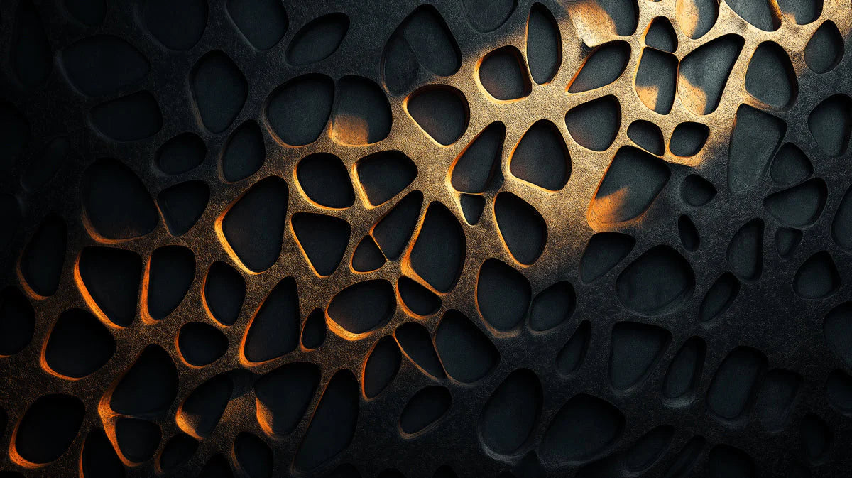 Black and Gold Organic Pattern Mural Wallpaper in Living Room Black and Gold Patterns Mural Wallpaper - room preview 02