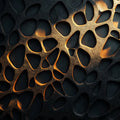 Black and Gold Organic Pattern Mural Wallpaper in Living Room Black and Gold Patterns Mural Wallpaper - room preview 02